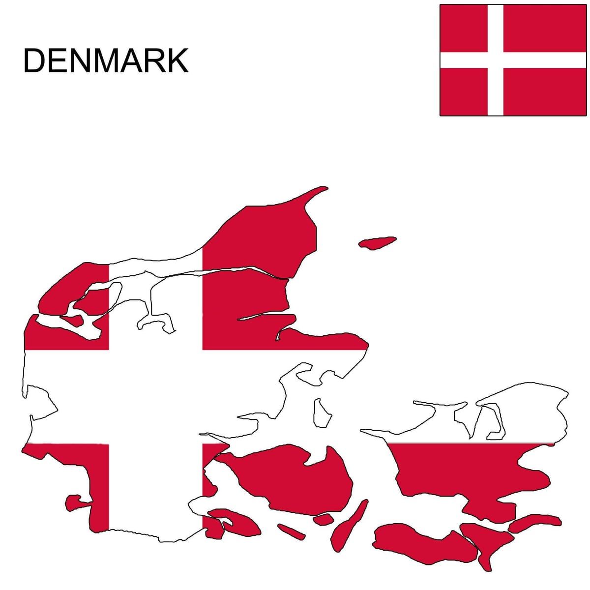 Kort af danmörku fána 