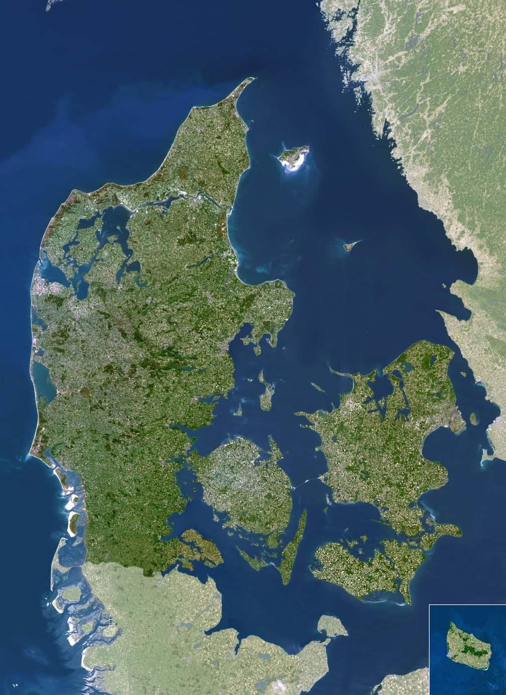 Kort af danmörku gervitungl 