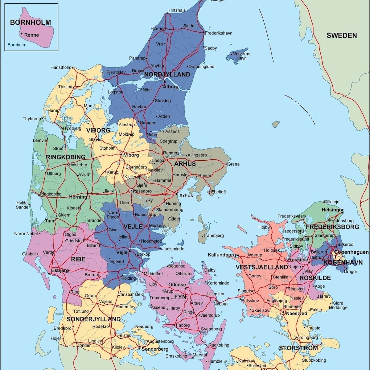 Kort af danmörku pólitískum 