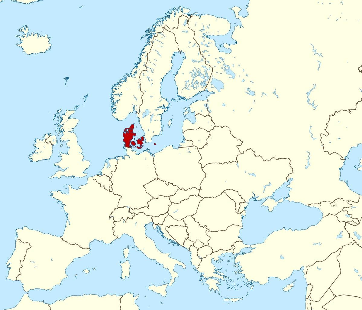 Kort af danmörku staðsetningu á world 