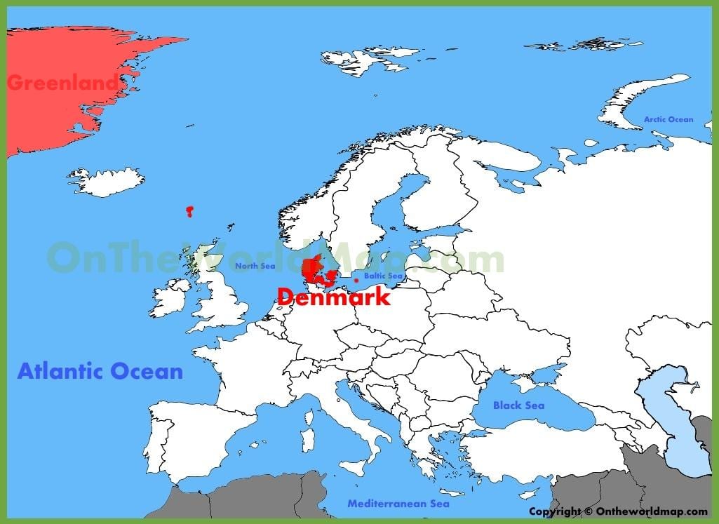 danmörk kort af evrópu