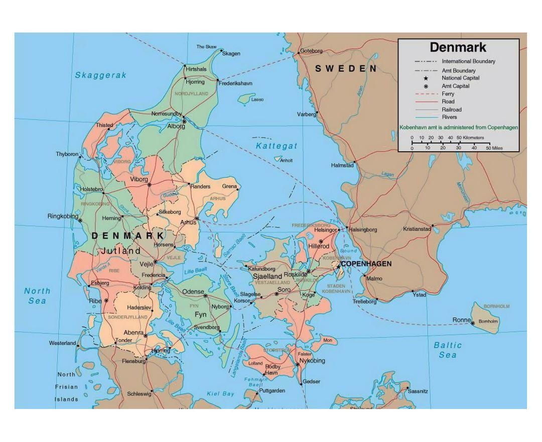 nákvæmar kort af danmörku