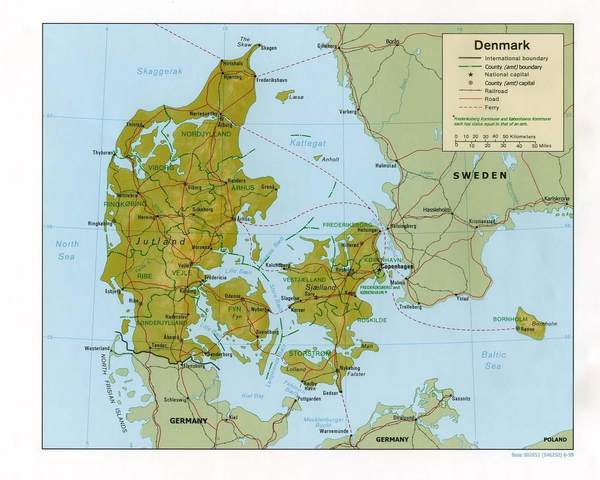 Kort af líkamlega danmörku