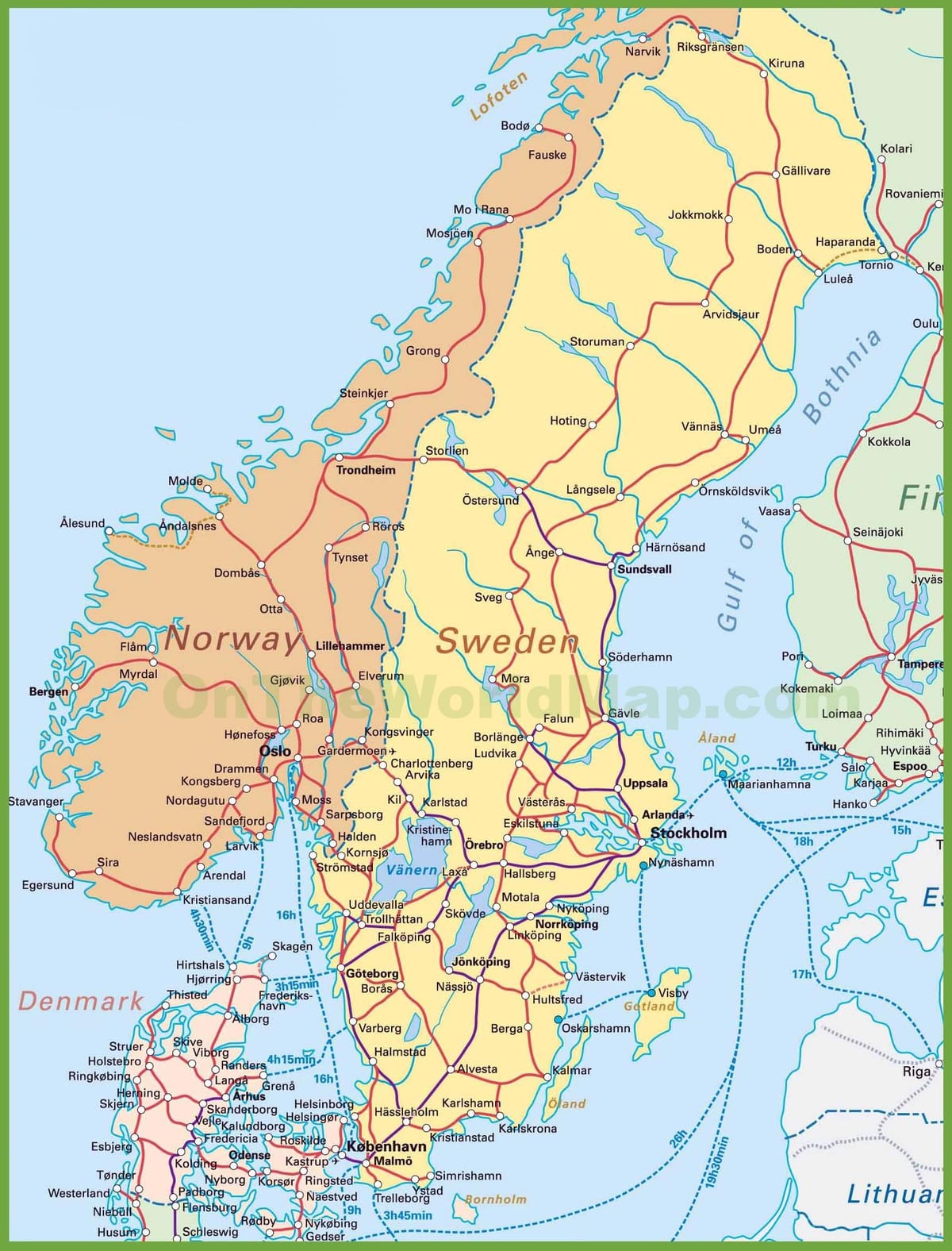 kort af danmörku og noregi